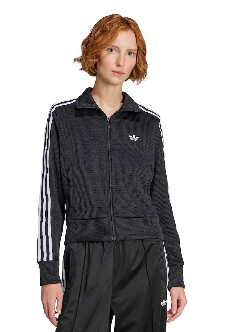 adidas Originals Суитшърт Firebird с цип - Бял/Антрацитно сиво
