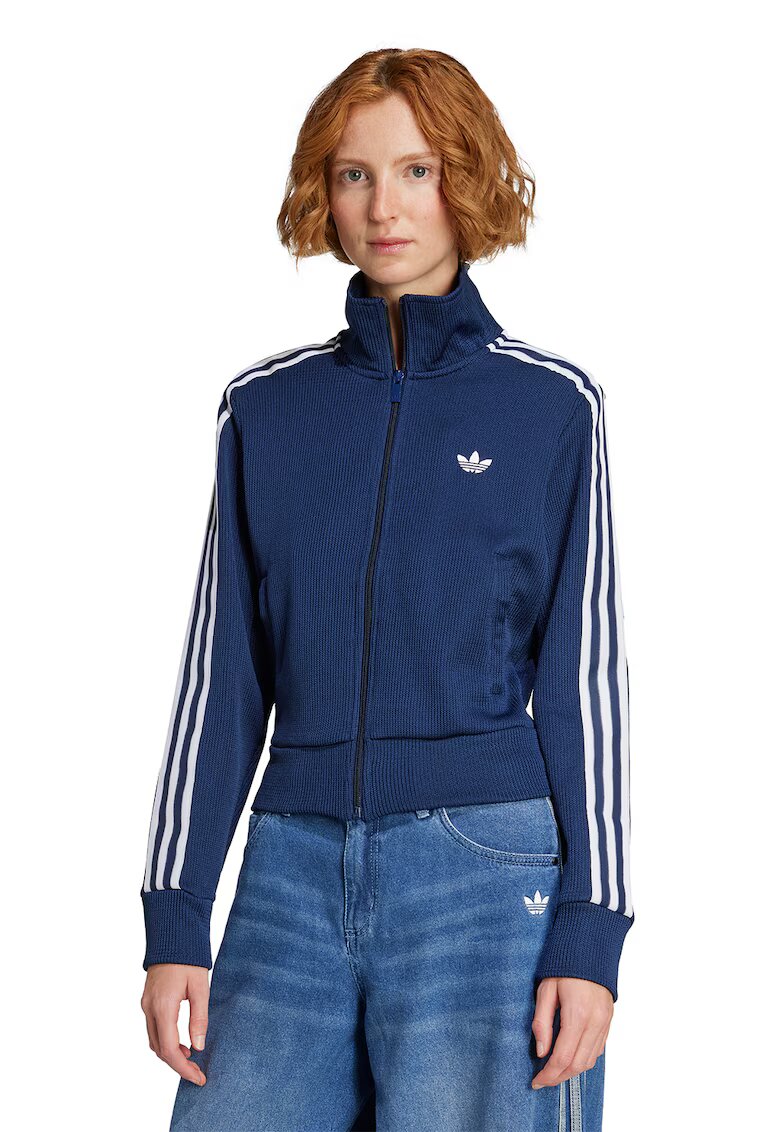adidas Originals Суитшърт Firebird с цип - Бял/Тъмносин