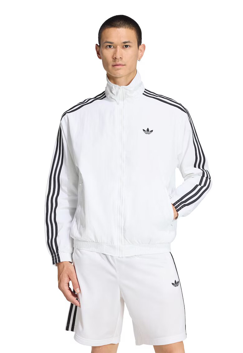 adidas Originals Суитшърт Firebird с цип и еластични краища - Черен/Мръснобял