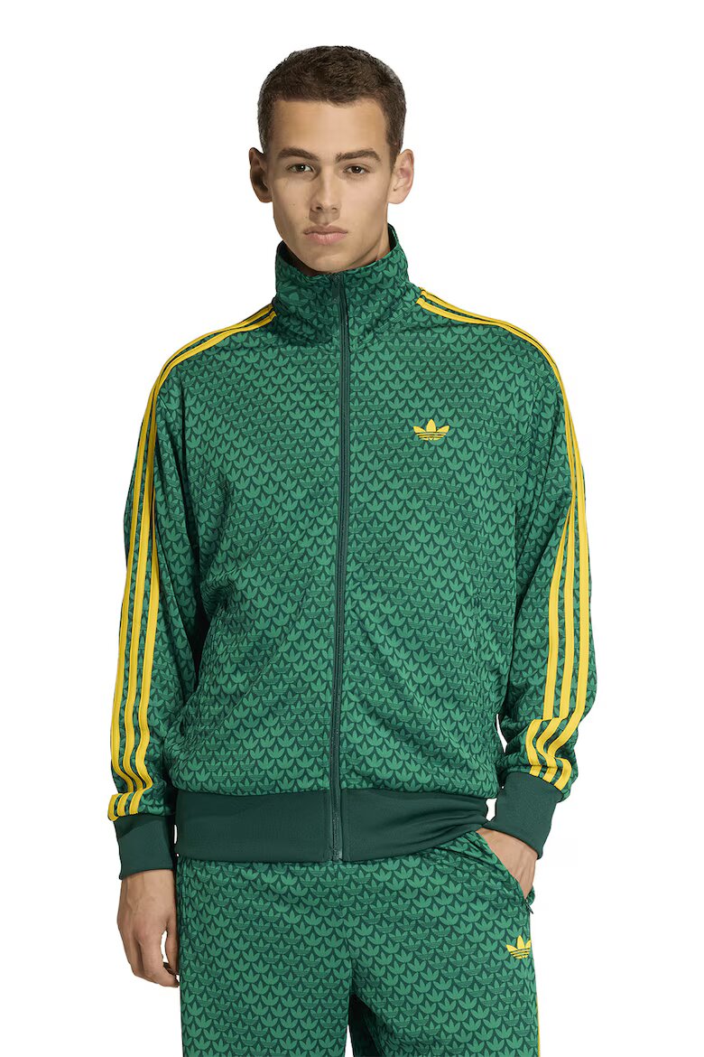 adidas Originals Суитшърт Firebird с цип и лого Зелен/Жълт