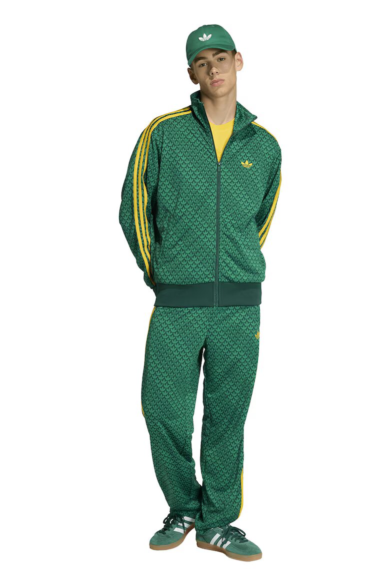 adidas Originals Суитшърт Firebird с цип и лого Зелен/Жълт