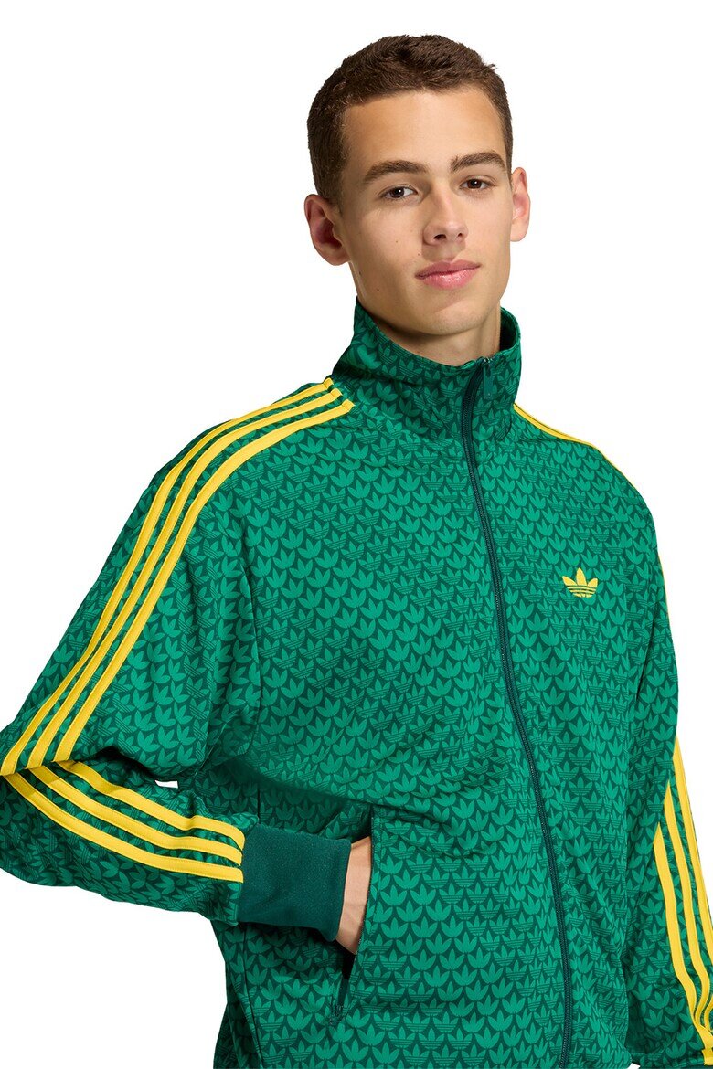 adidas Originals Суитшърт Firebird с цип и лого Зелен/Жълт