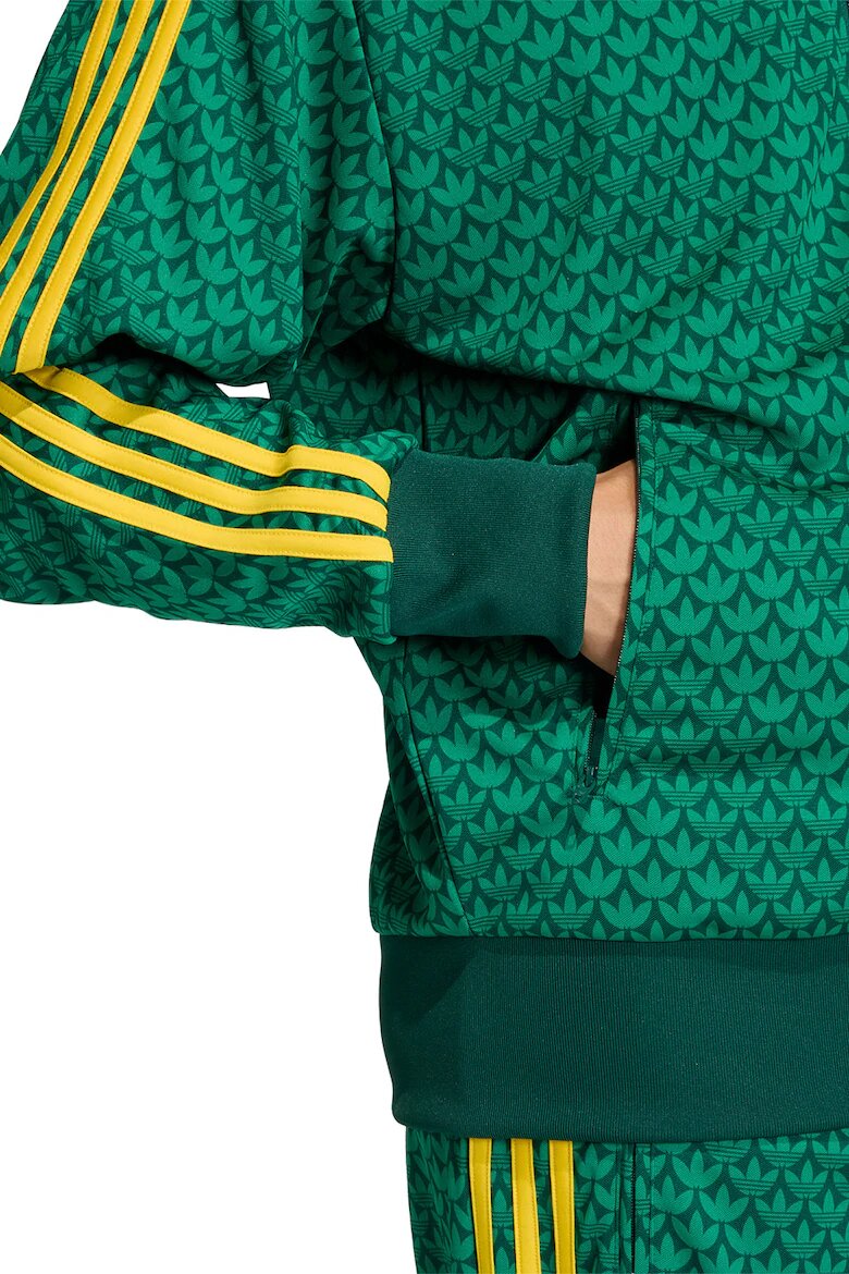 adidas Originals Суитшърт Firebird с цип и лого Зелен/Жълт