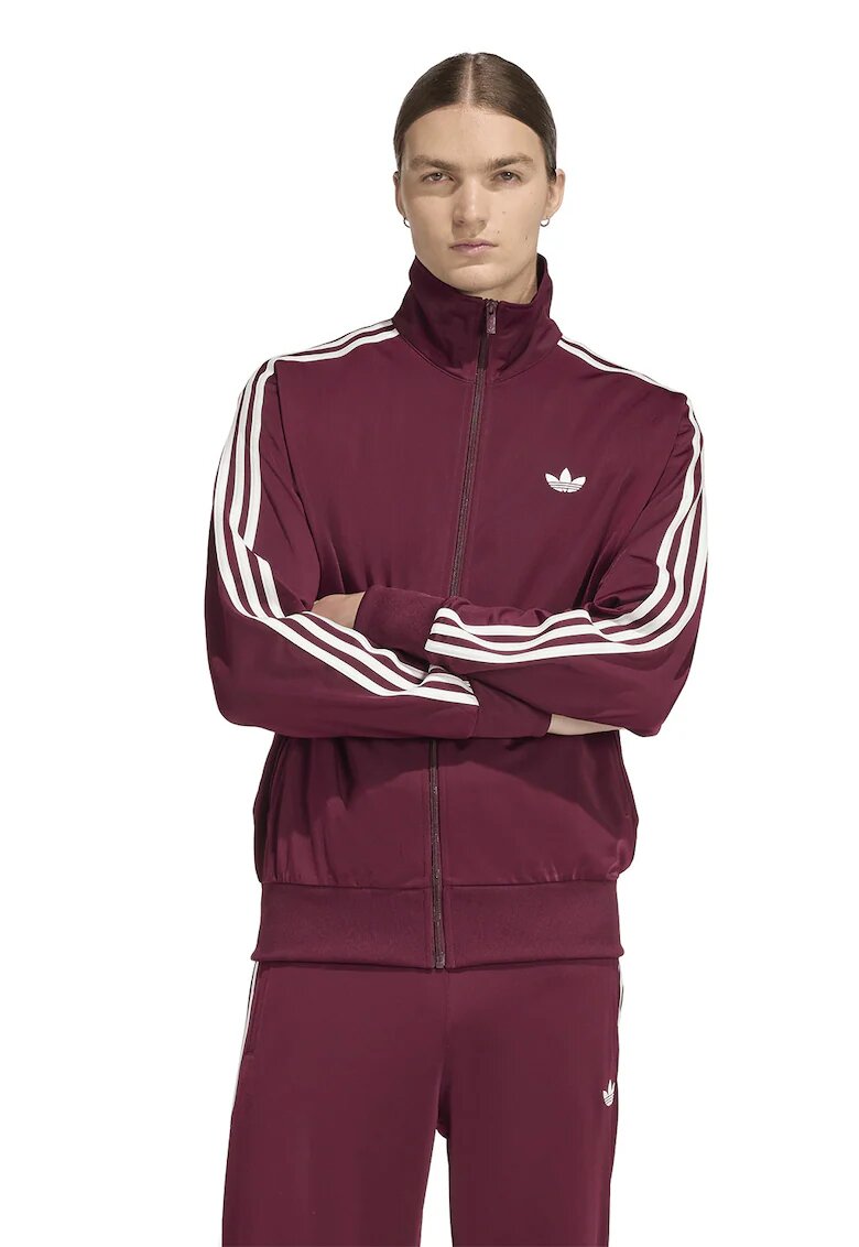 adidas Originals Суитшърт Firebird с цип и висока яка - Бордо/Мръснобял