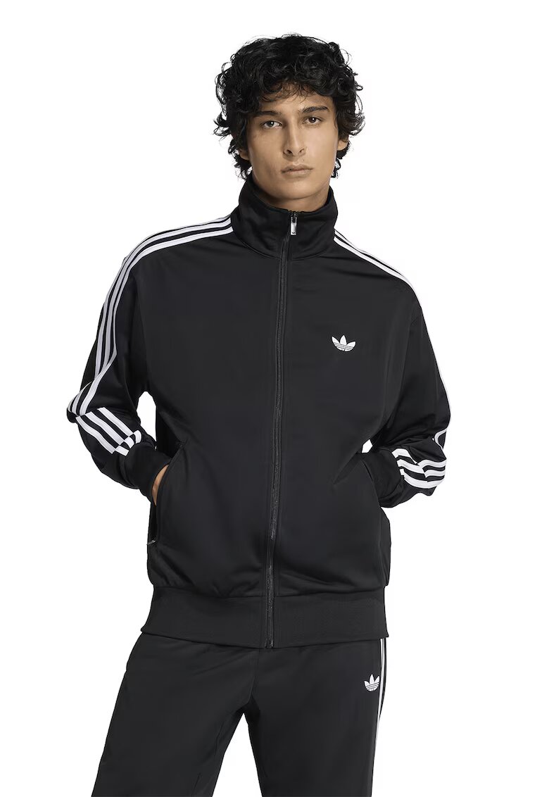 adidas Originals Суитшърт Firebird с цип и висока яка - Черен/Бял