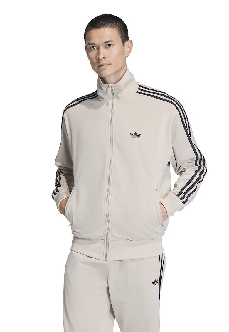 adidas Originals Суитшърт Firebird с цип и висока яка - Черен/Светло сив