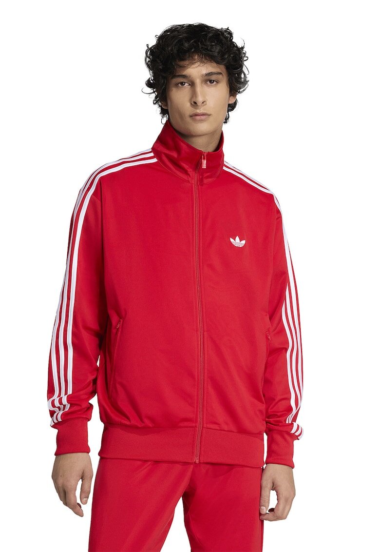 adidas Originals Суитшърт Firebird с цип и висока яка - Червен/Бял