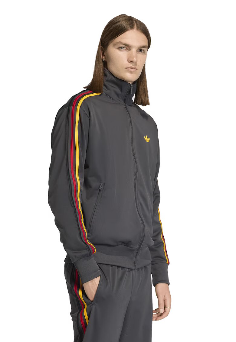 adidas Originals Суитшърт Firebird с цип и висока яка - Червен/Шафраново жълто/Антрацитно сиво