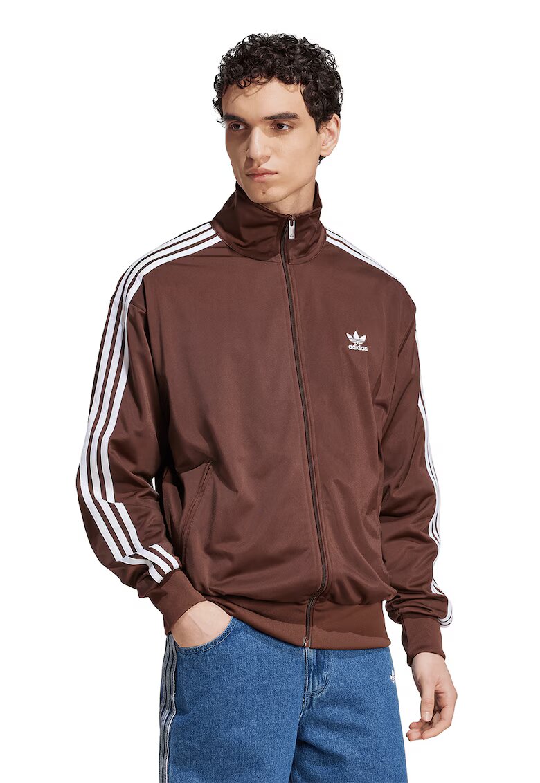 adidas Originals Суитшърт Firebird с цип и висока яка - Кафяв/Бял