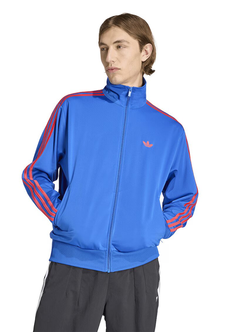 adidas Originals Суитшърт Firebird с цип и висока яка - Корал/Син