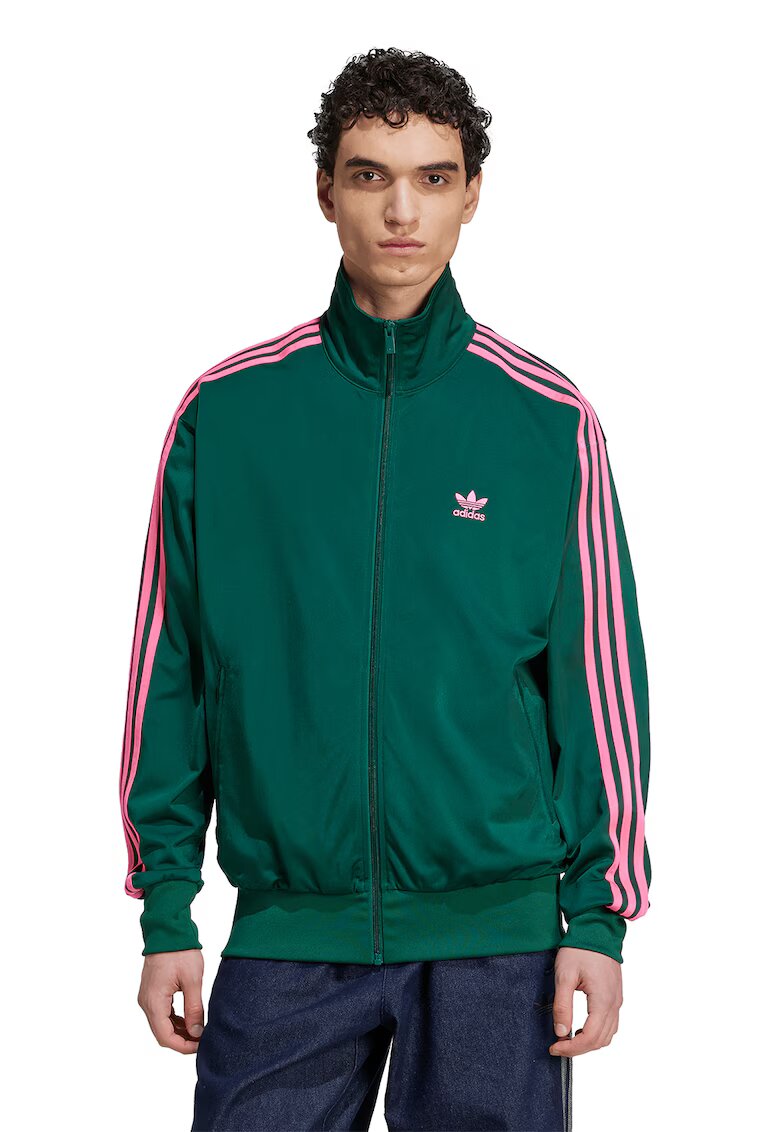 adidas Originals Суитшърт Firebird с цип и висока яка - Розово/Петролно синьо
