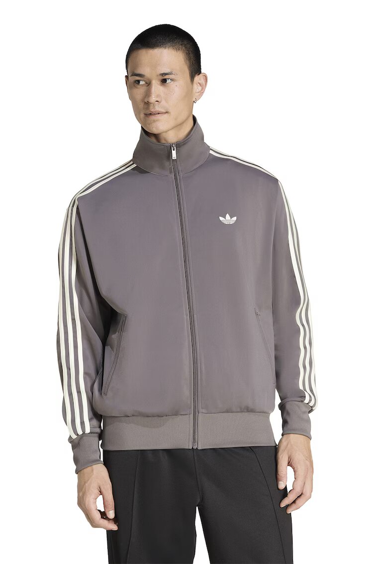 adidas Originals Суитшърт Firebird с цип и висока яка - Сиво-кафяв/Мръснобял
