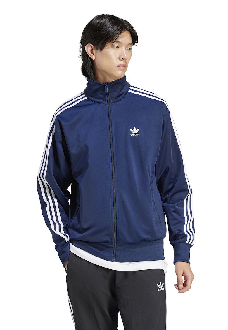 adidas Originals Суитшърт Firebird с цип и висока яка - Тъмносин/Бял