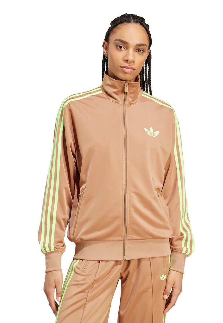 adidas Originals Суитшърт Firebird Track с лого и цип - Бледожълт/Бежов