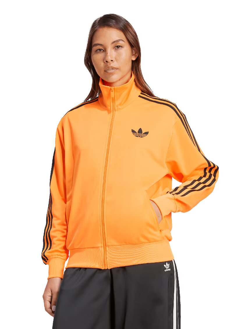 adidas Originals Суитшърт Firebird Track с лого и цип - Черен/Оранжев