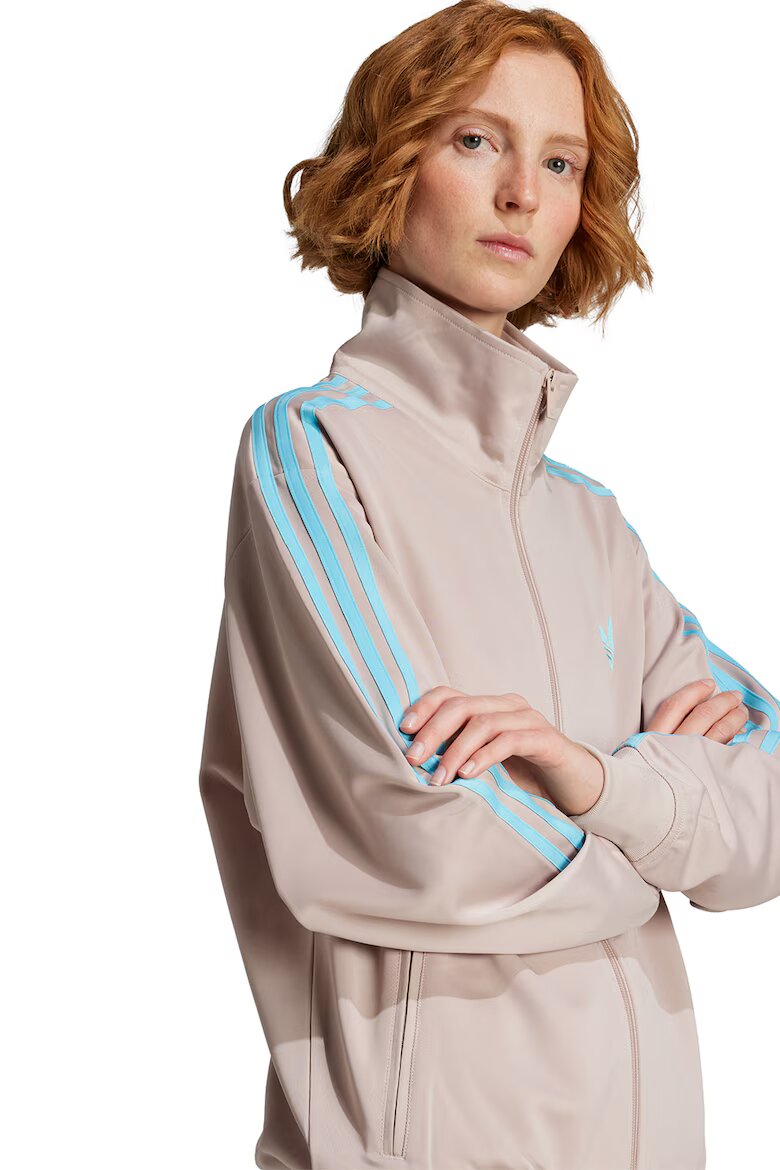 adidas Originals Суитшърт Firebird Track с лого и цип Светло кафяво/Ледено синьо