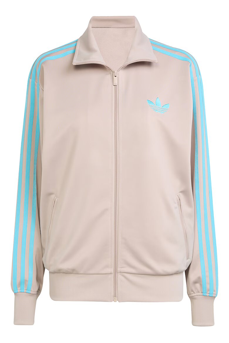 adidas Originals Суитшърт Firebird Track с лого и цип Светло кафяво/Ледено синьо