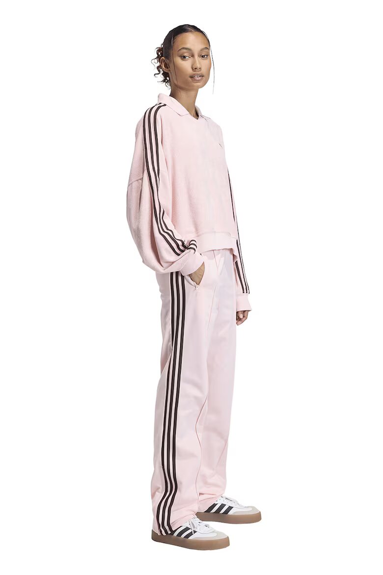 adidas Originals Суитшърт от плюш с остра яка Тъмнокафяв/Пастелнорозов