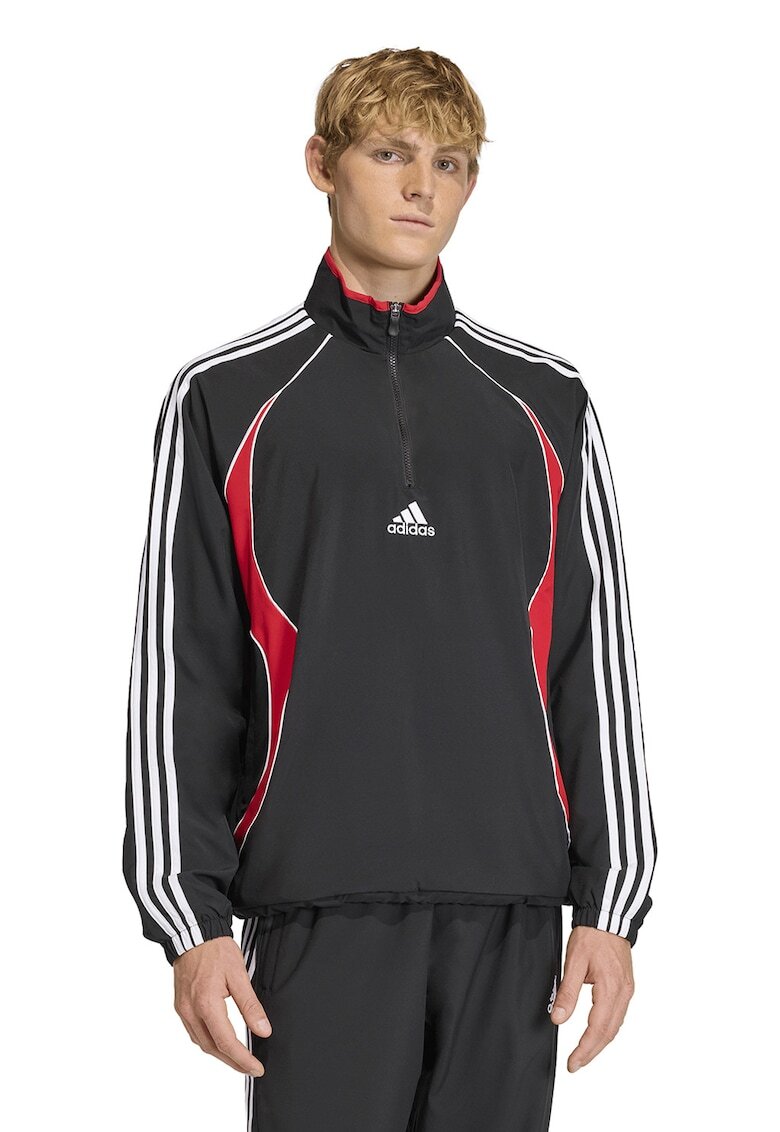 adidas Originals Суитшърт с къс цип и лого - Червен/Бял/Черен
