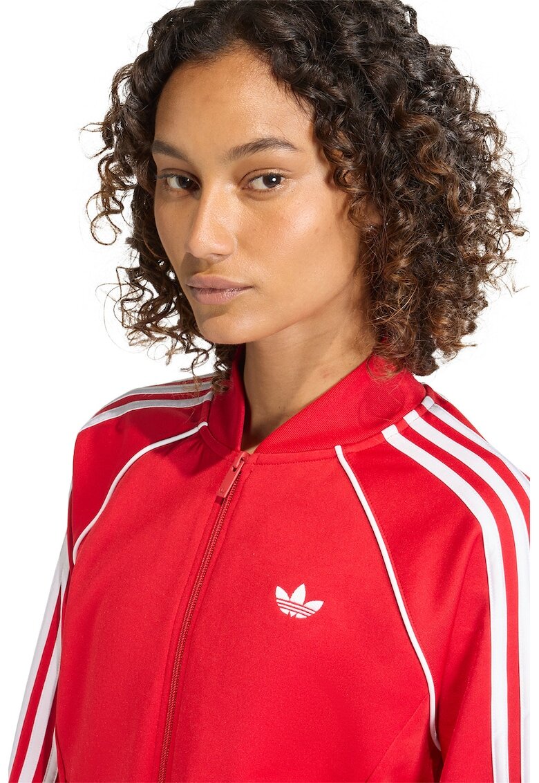 adidas Originals Суитшърт с памук с цип - Аленочервен