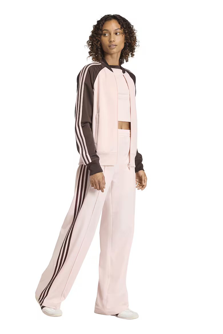 adidas Originals Суитшърт с памук с цип Тъмнокафяв/Бледо розово