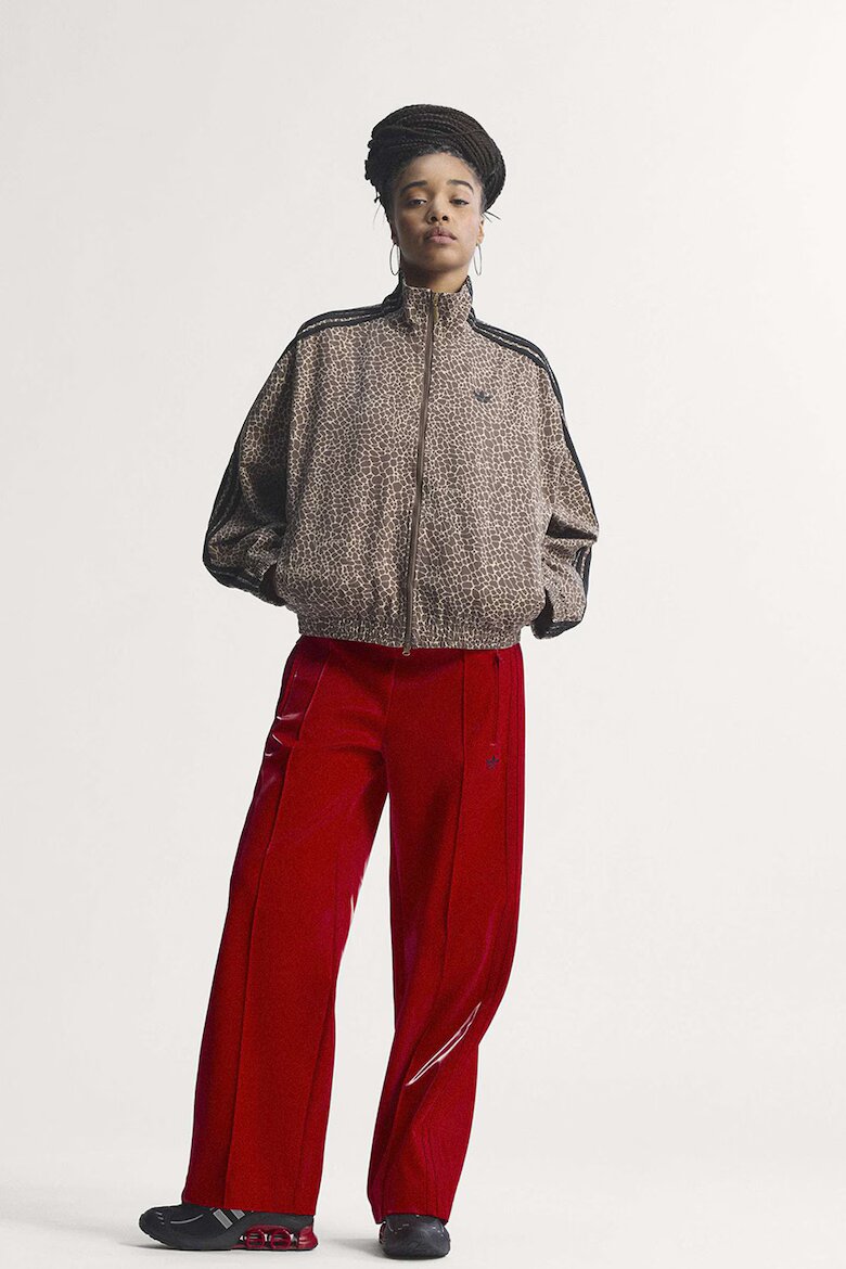 adidas Originals Суитшърт с цип и еластичен подгъв Черен/Кафяв/Бежов