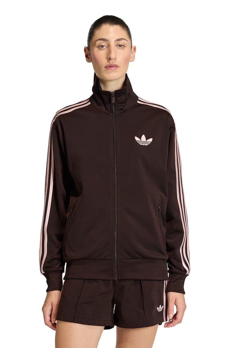 adidas Originals Суитшърт с цип и лого Кафяв/Светлорозов
