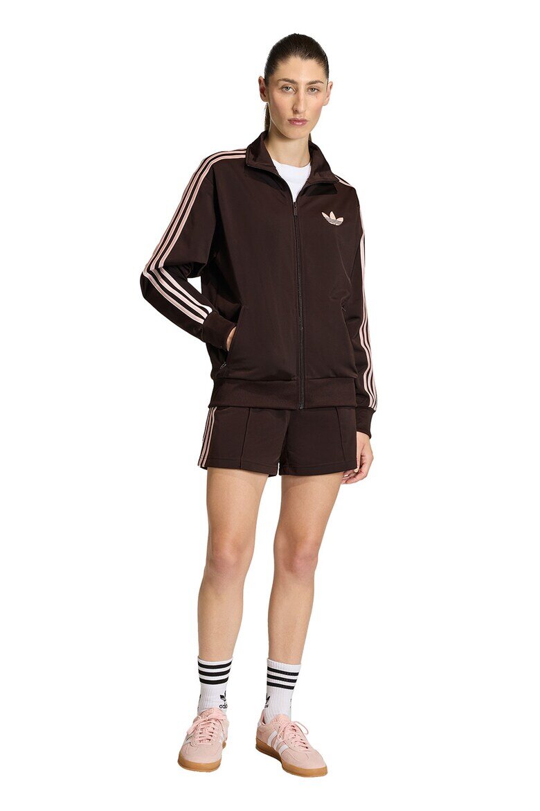 adidas Originals Суитшърт с цип и лого Кафяв/Светлорозов