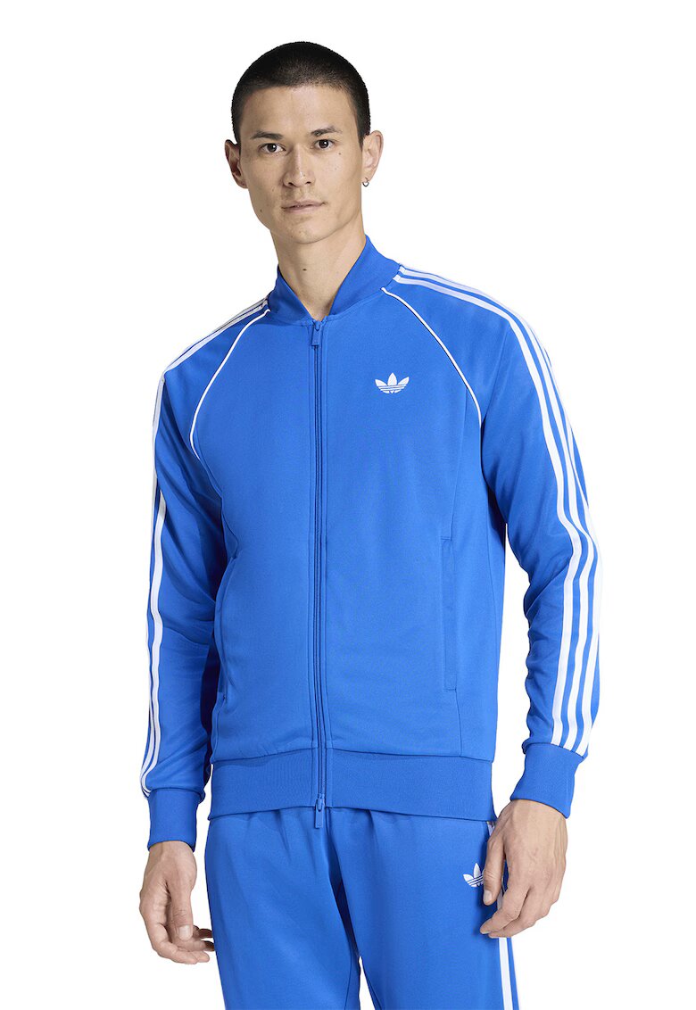 adidas Originals Суитшърт с цип и лого - Светлосин