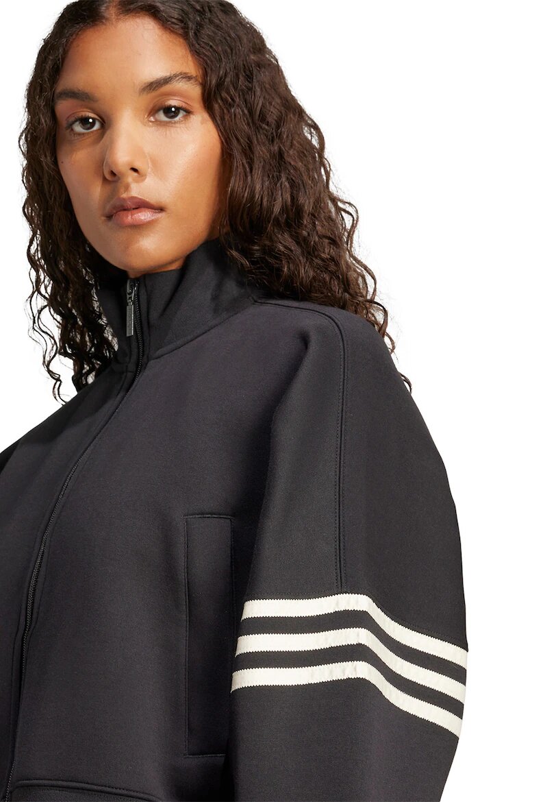 adidas Originals Суитшърт с цип и паднали ръкави Черен