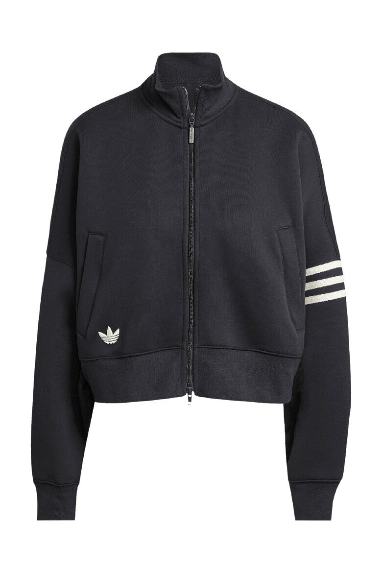 adidas Originals Суитшърт с цип и паднали ръкави Черен
