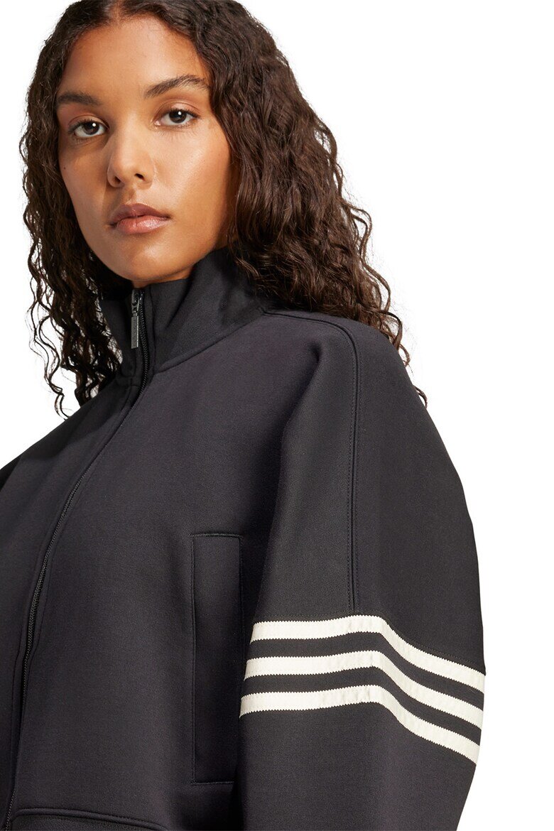 adidas Originals Суитшърт с цип и паднали ръкави Черен