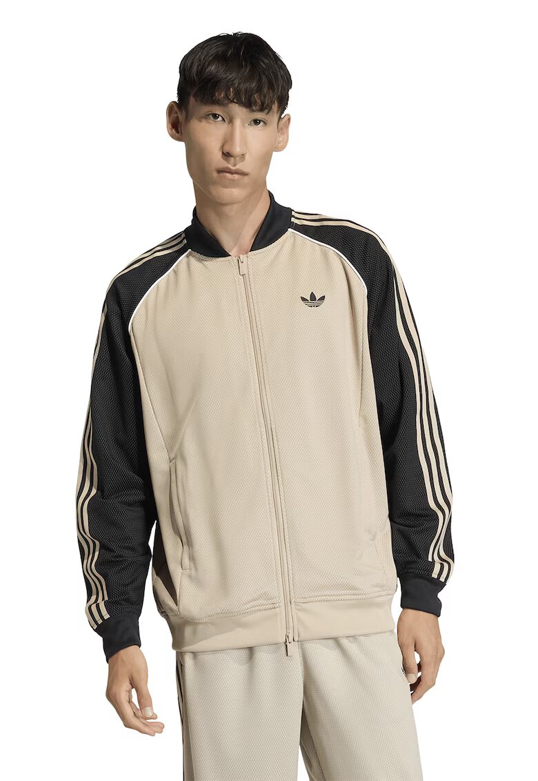 adidas Originals Суитшърт SST с цип и ниска яка - Черен/Тъмнобежово
