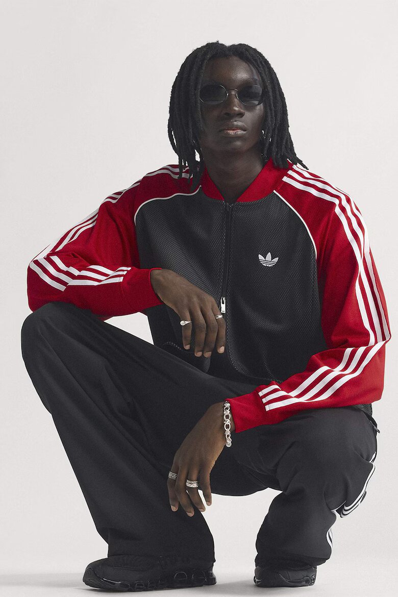 adidas Originals Суитшърт SST с цип и ниска яка Червен/Бял/Черен