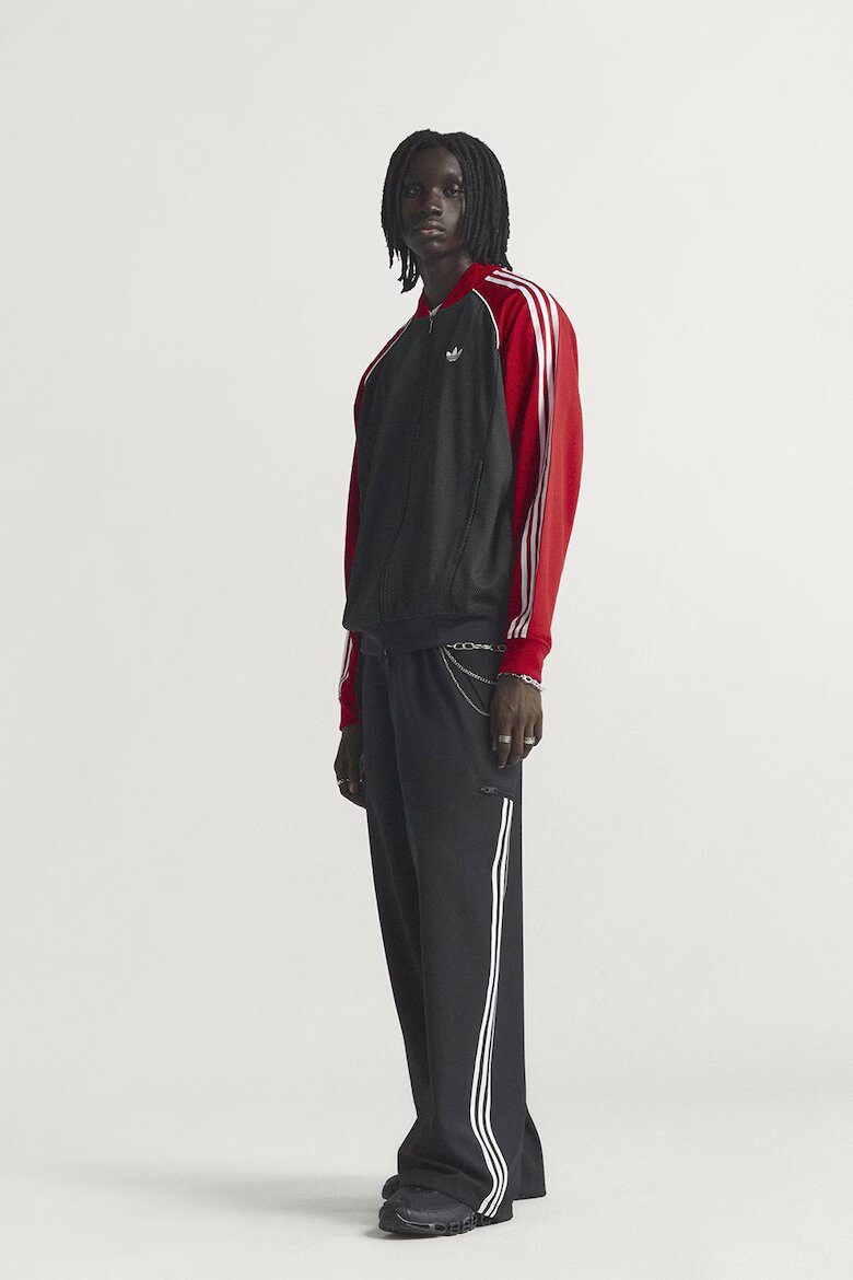 adidas Originals Суитшърт SST с цип и ниска яка Червен/Бял/Черен