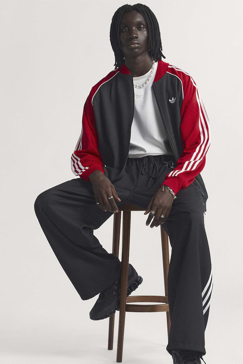 adidas Originals Суитшърт SST с цип и ниска яка Червен/Бял/Черен