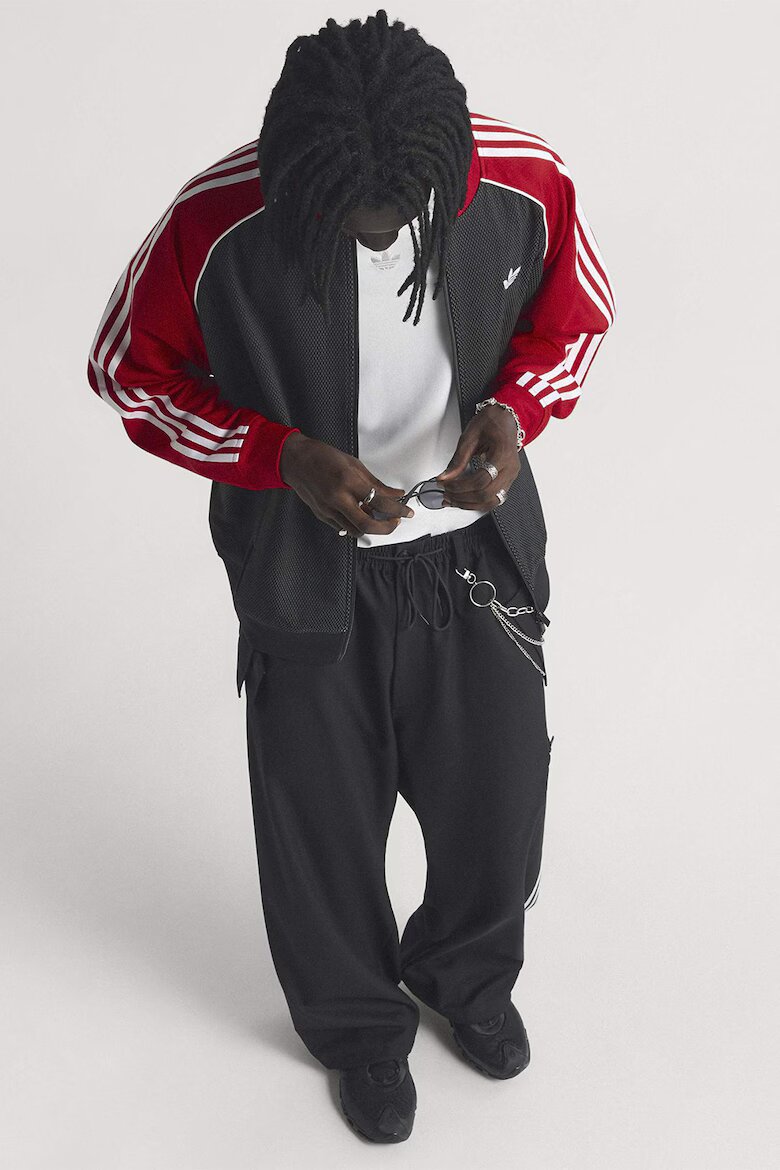 adidas Originals Суитшърт SST с цип и ниска яка Червен/Бял/Черен