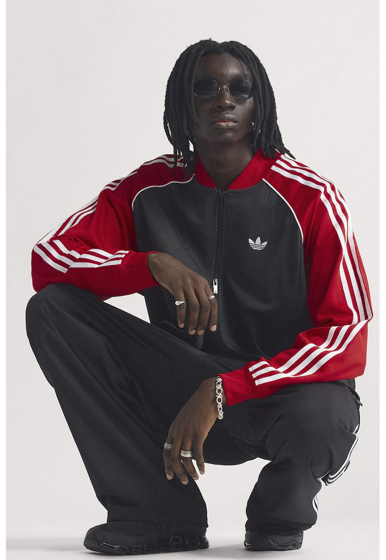 adidas Originals Суитшърт SST с цип и ниска яка - Червен/Бял/Черен