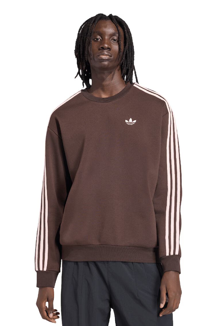 adidas Originals Свободен суитшърт Adicolor с 3 ивици - Тъмнокафяв/Светлорозов