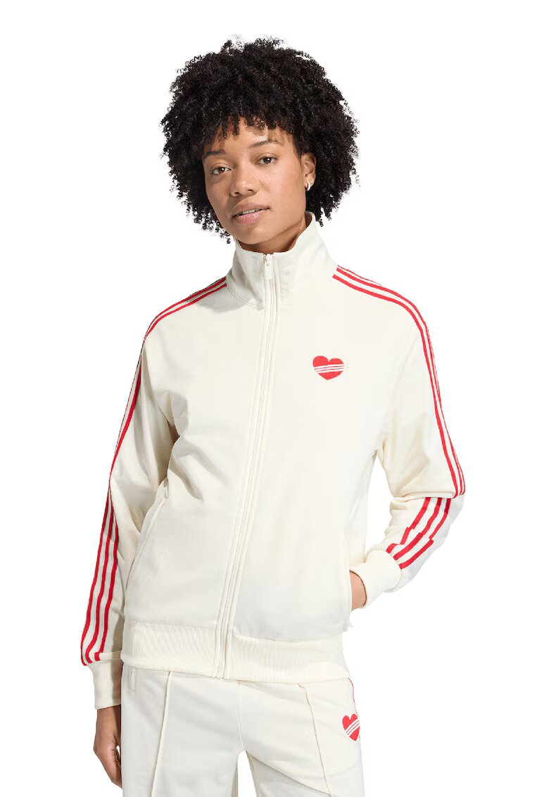 adidas Originals Свободен суитшърт с цип и лого - Червен/Бежов