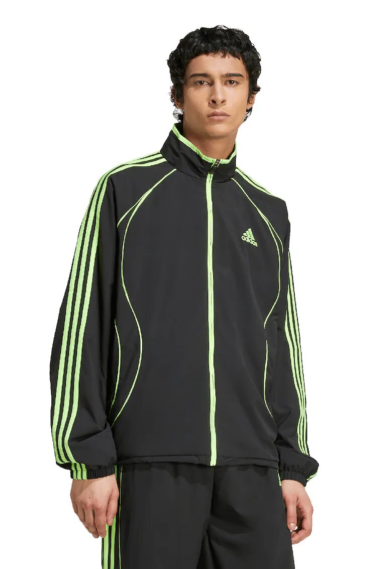 adidas Originals Свободен суитшърт със средновисока яка и цип - Черен/Лайм зелено