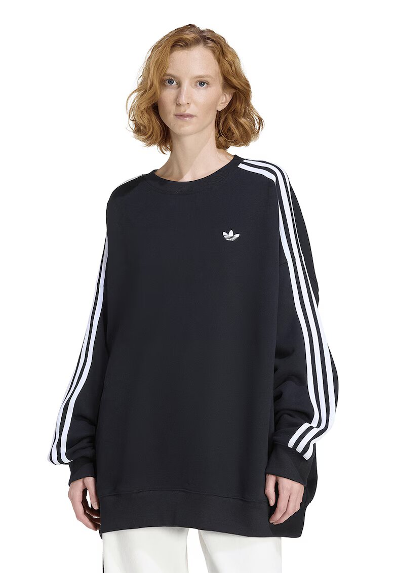adidas Originals Уголемен суитшърт 3S с лого - Черен