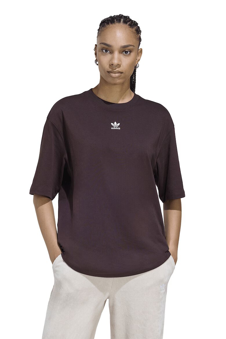 adidas Originals Уголемена тениска Essentials с лого Тъмнокафяв
