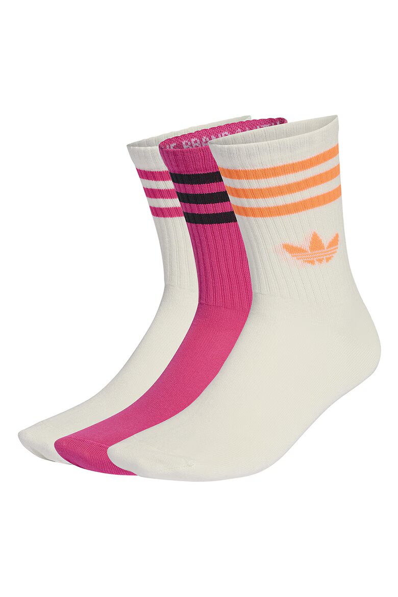 adidas Originals Унисекс дълги чорапи с лого - 3 чифта Бял/Оранжев/Фуксия