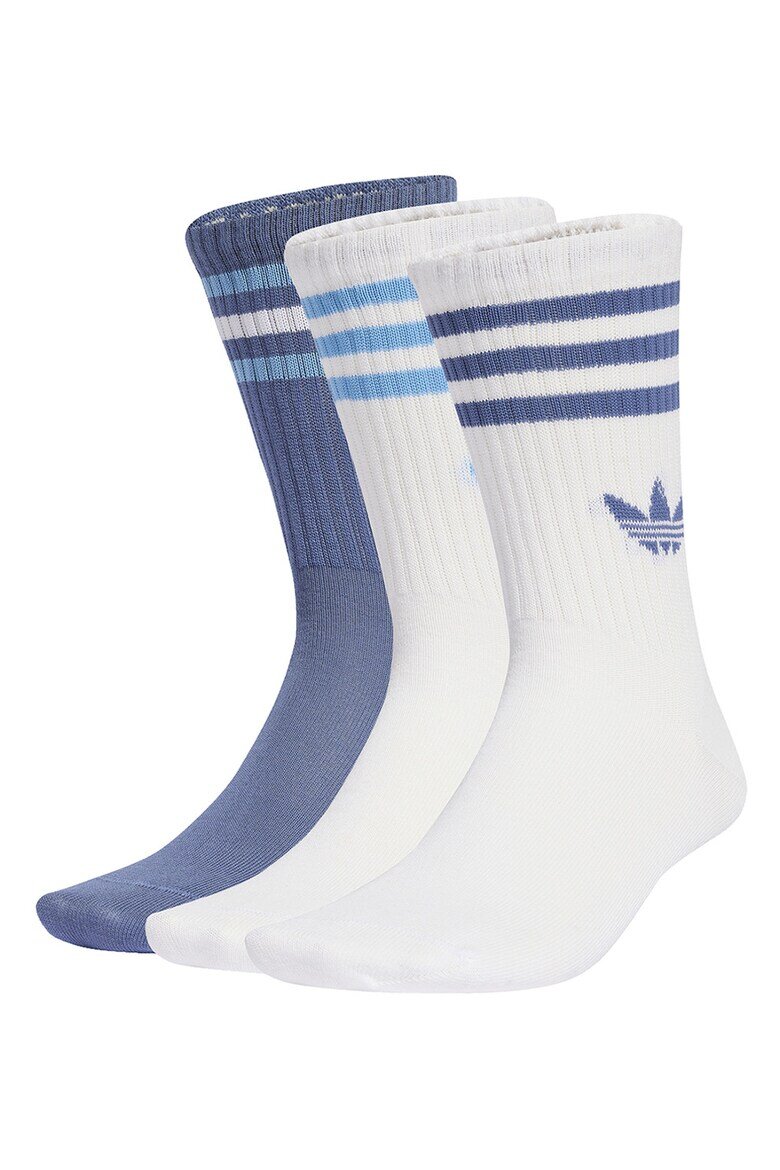 adidas Originals Унисекс дълги чорапи с лого - 3 чифта Бял/Прашно синьо/Светлосин