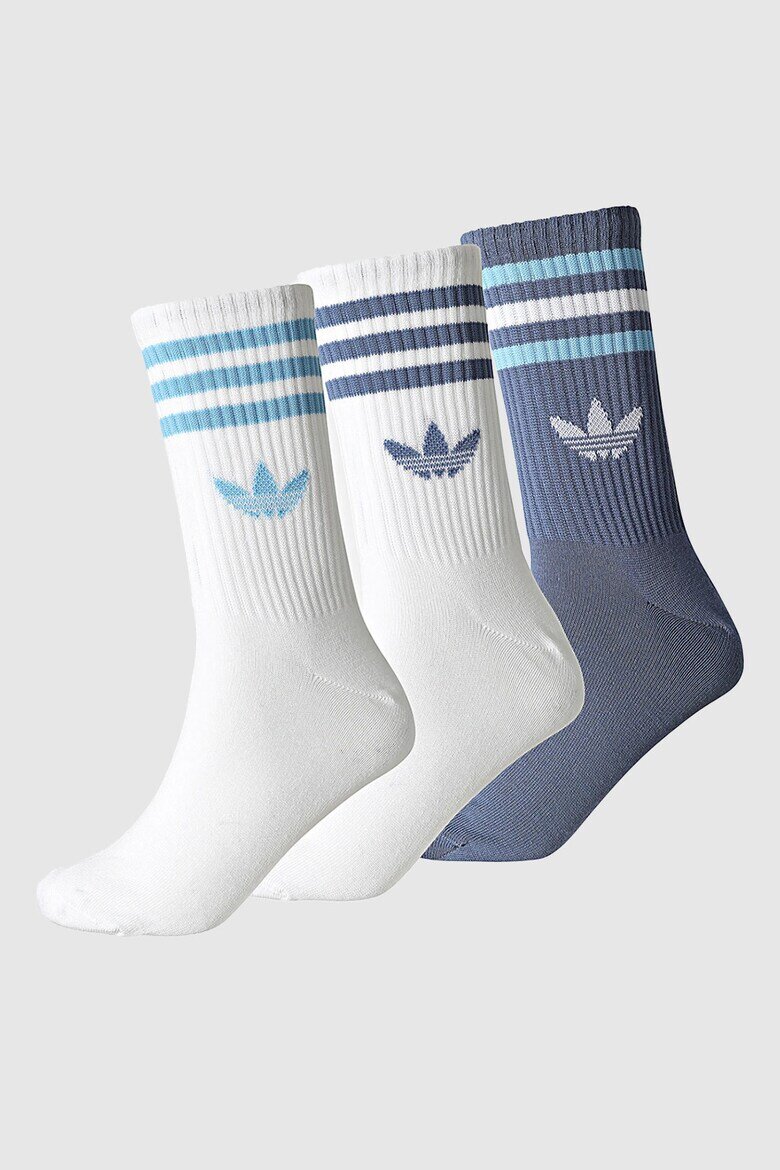 adidas Originals Унисекс дълги чорапи с лого - 3 чифта Бял/Тъмносин
