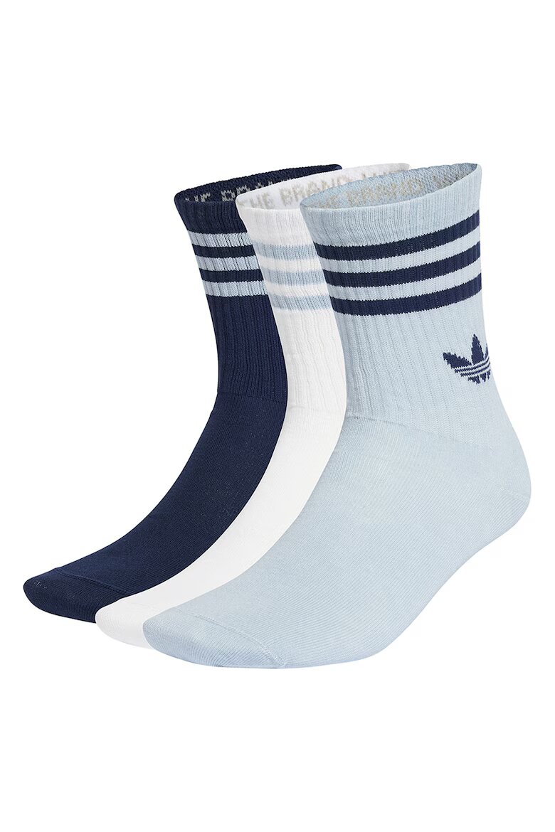 adidas Originals Унисекс дълги чорапи с лого - 3 чифта Бял/Ултрамарин синьо/Светлосин