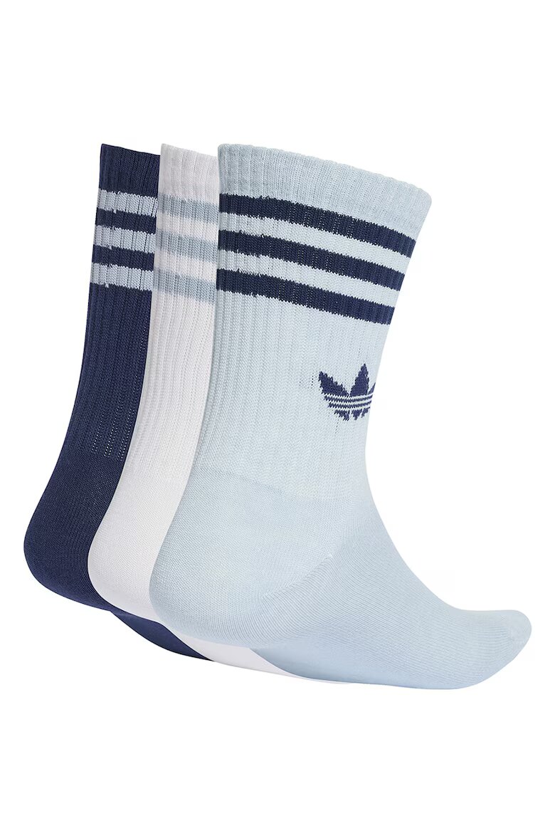 adidas Originals Унисекс дълги чорапи с лого - 3 чифта Бял/Ултрамарин синьо/Светлосин