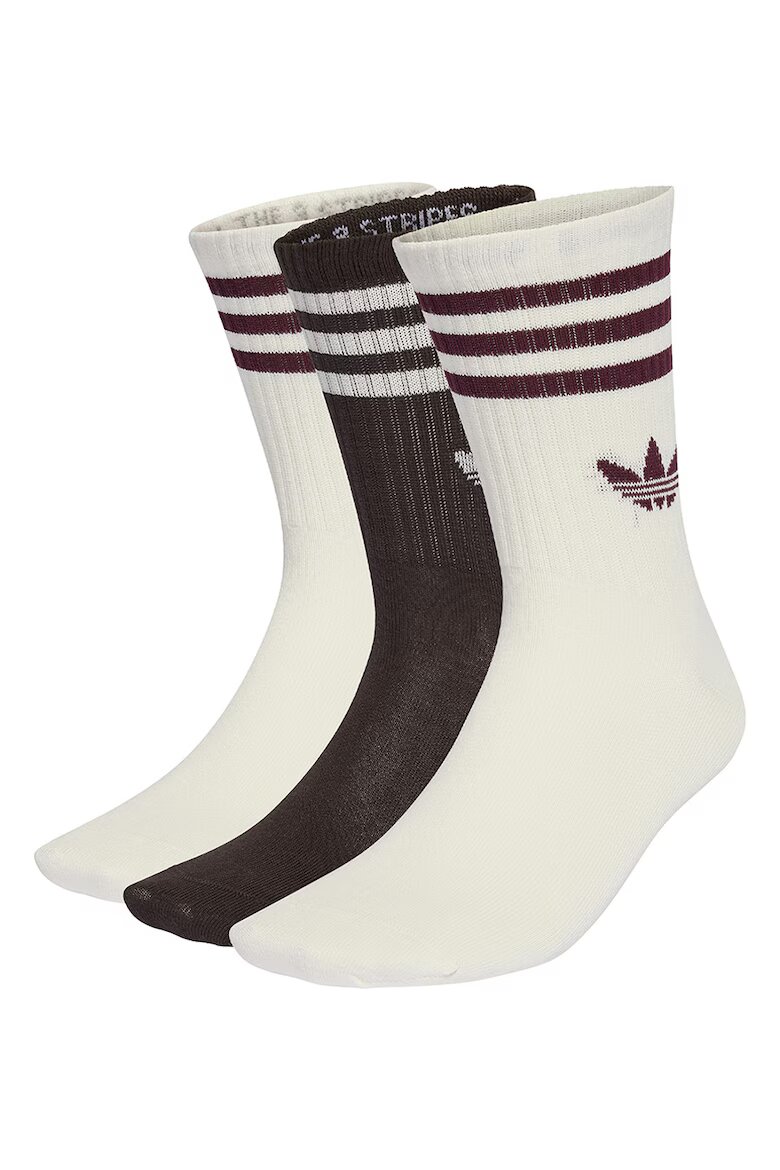 adidas Originals Унисекс дълги чорапи с лого - 3 чифта Коняк кафяв/Слонова кост