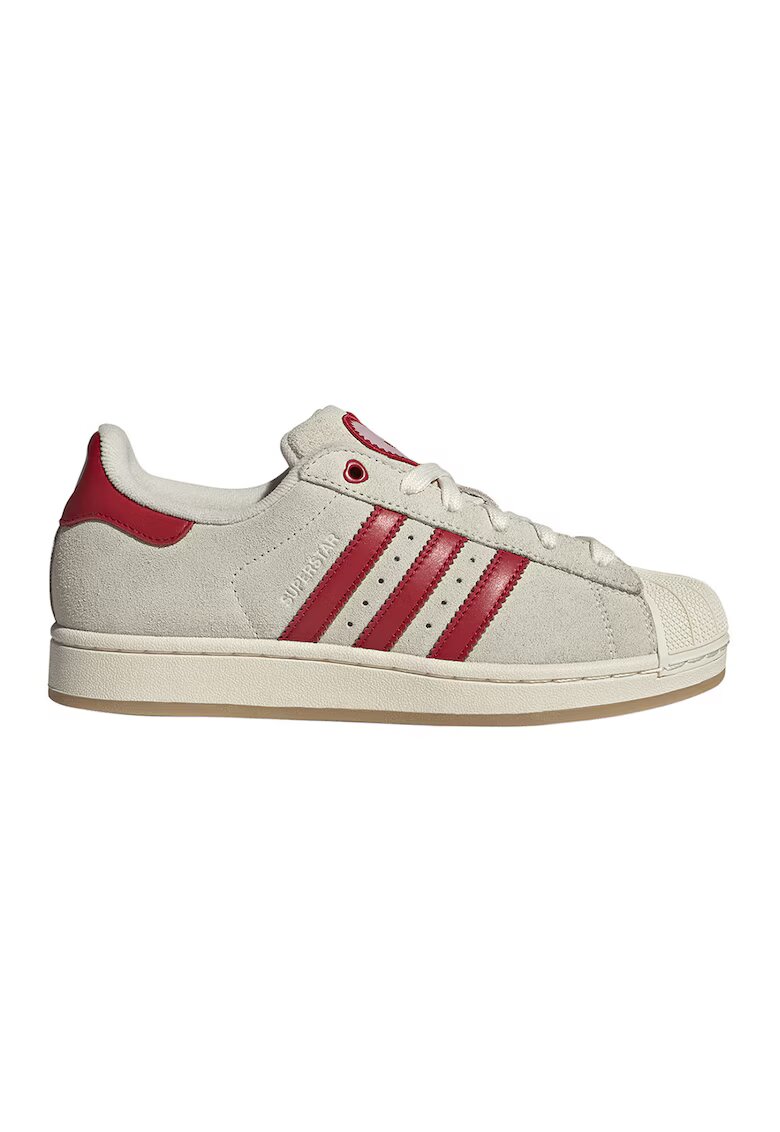 adidas Originals Велурени кецове Superstar II - Червен/Слонова кост
